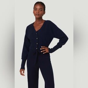 ALO Yoga Jew Set Cashmere Navy Blue Cardigan Sweater